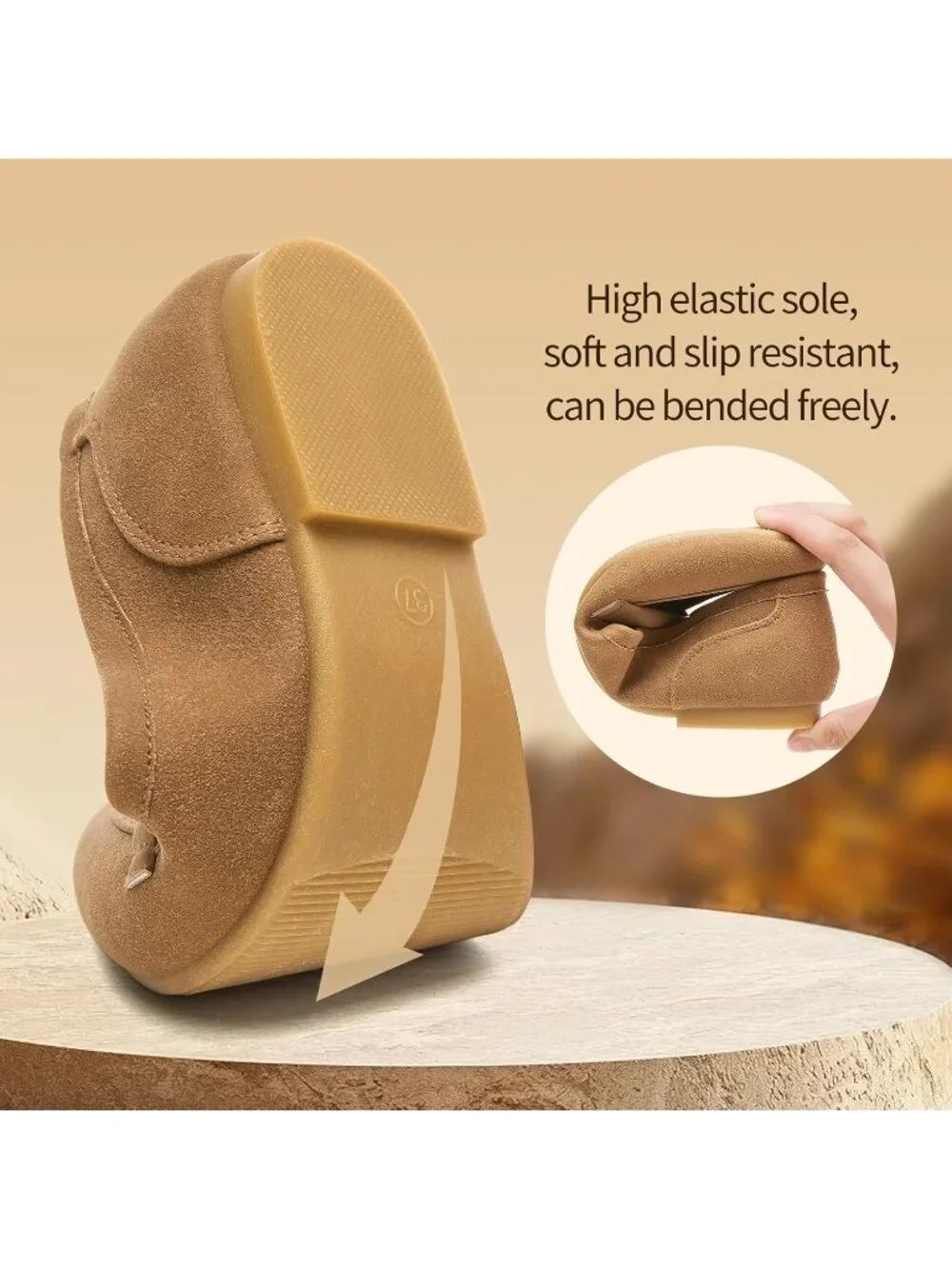 Women's Khaki Faux Leather Slip on Shoes Runs Small Ballet Flats Comfortable